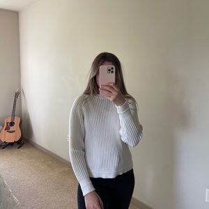 MANGO Cream Ribbed Top